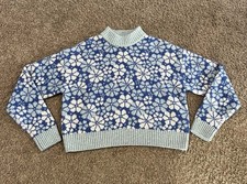 Zara Girls Floral Jacquard Wool Blend Knit Sweater Size 13-14