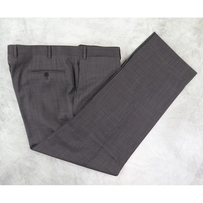 Canali 1934 Travel Wool Dress Pants Mens 40 (39x30) Gray Nailhead Flat Front