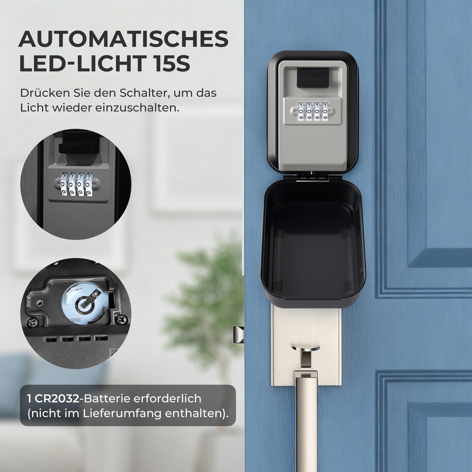 Boîte à clés murale anti-perte avec code lumineux pour la nuit