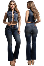 SET TOP JEANS PANTS COLOMBIANOS COLOMBIAN PUSH UP LEVANTA COLA BUTT LIFT BLUE