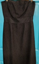Vintage New Ann Taylor Size 8 Black Strapless Patterned Little Black Cocktail...