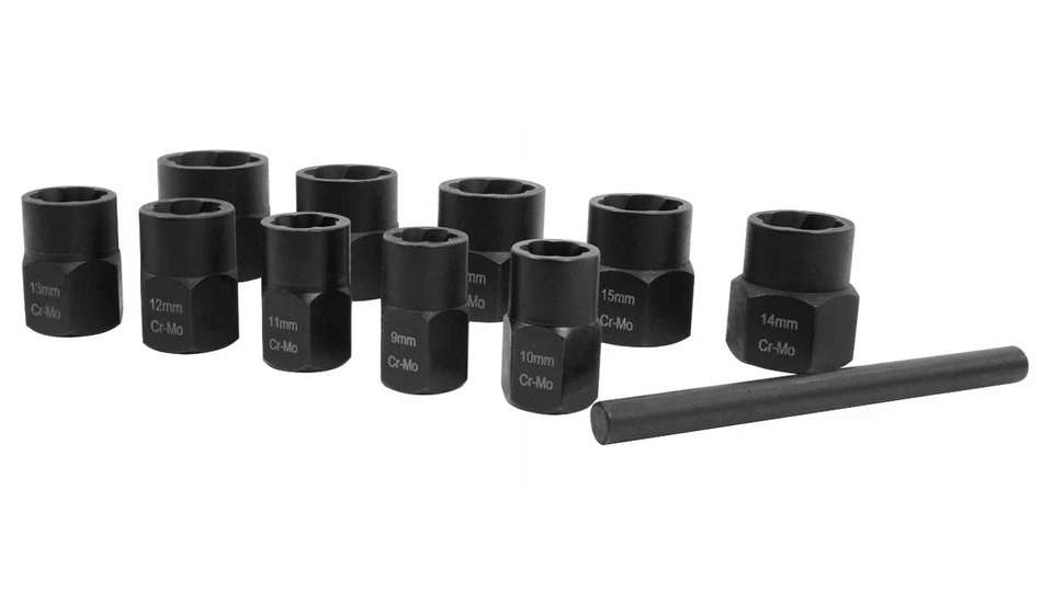 Set Bussole Estrattori Dadi Bulloni Danneggiati Professionali per Officina 10 Pz - Immagine 3 di 4