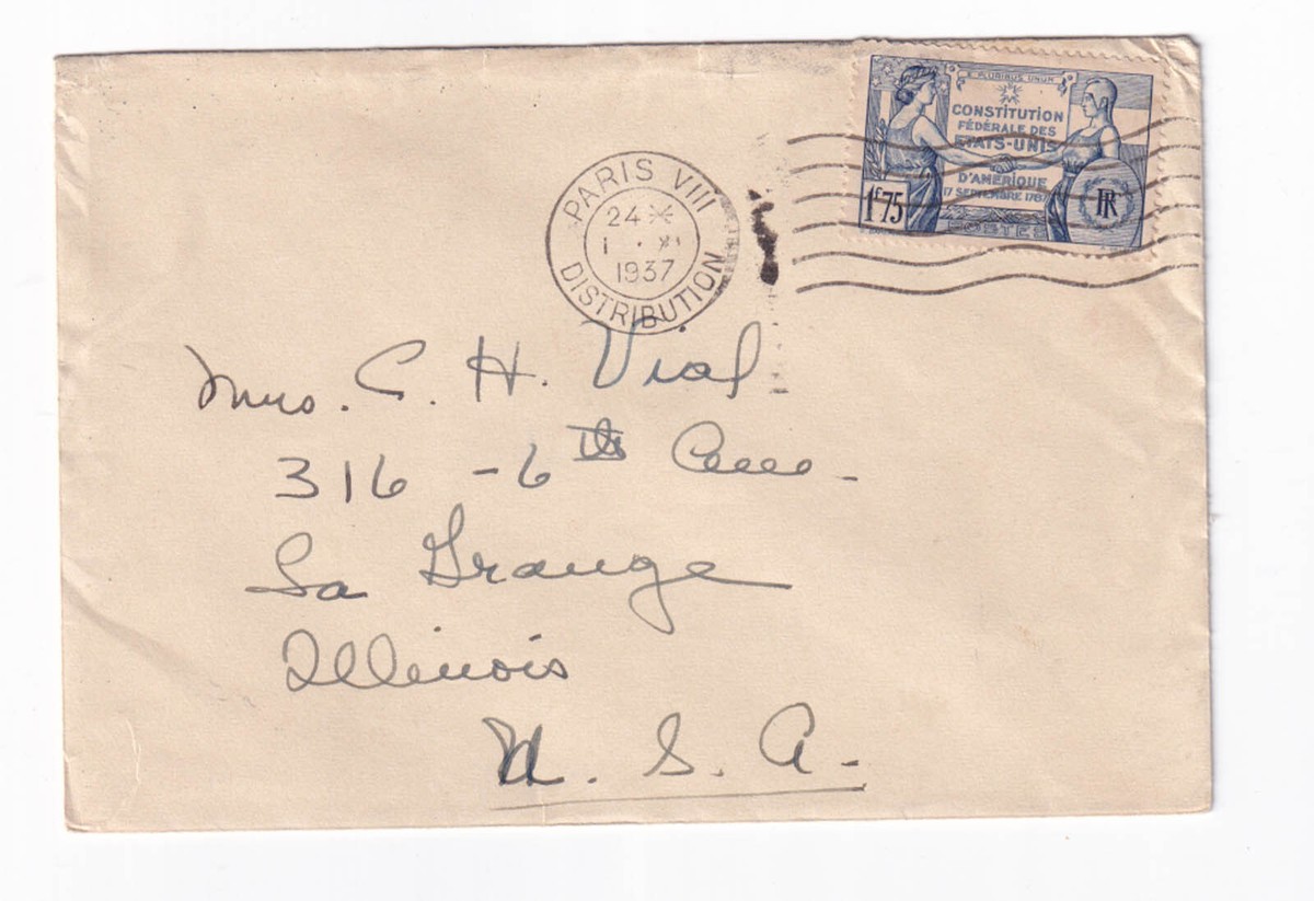 france)1937 Sc 332 paris to USA on cover v982 | eBay