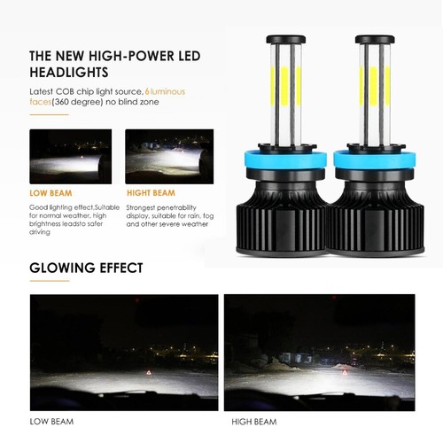 6-sides H11 LED Headlight Bulbs Kits Low Beam 1000000LM 6500K Super Bright White - Bild 4 von 12