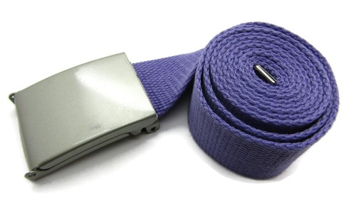 Unisex Quality Cotton Plain Webbing Canvas Belt Silver Buckle Size 52'' 18/20 - Picture 255 of 259