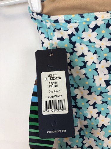 Toobydoo Girl’s Size 7/8 Blue White Floral One Piece Swimsuit - Picture 3 of 3