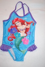 Toddler Girls 1 PC Swimsuit THE LITTLE MERMAID Disney ARIEL Blue Purple 24 MO