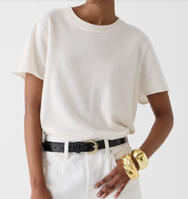 NEW NWT Crew Cashmere relaxed T shirt Size: XS Color: Snow