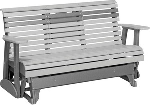Outdoor Poly 5 Ft Rollback Glider Bench Dove Gray Slate
