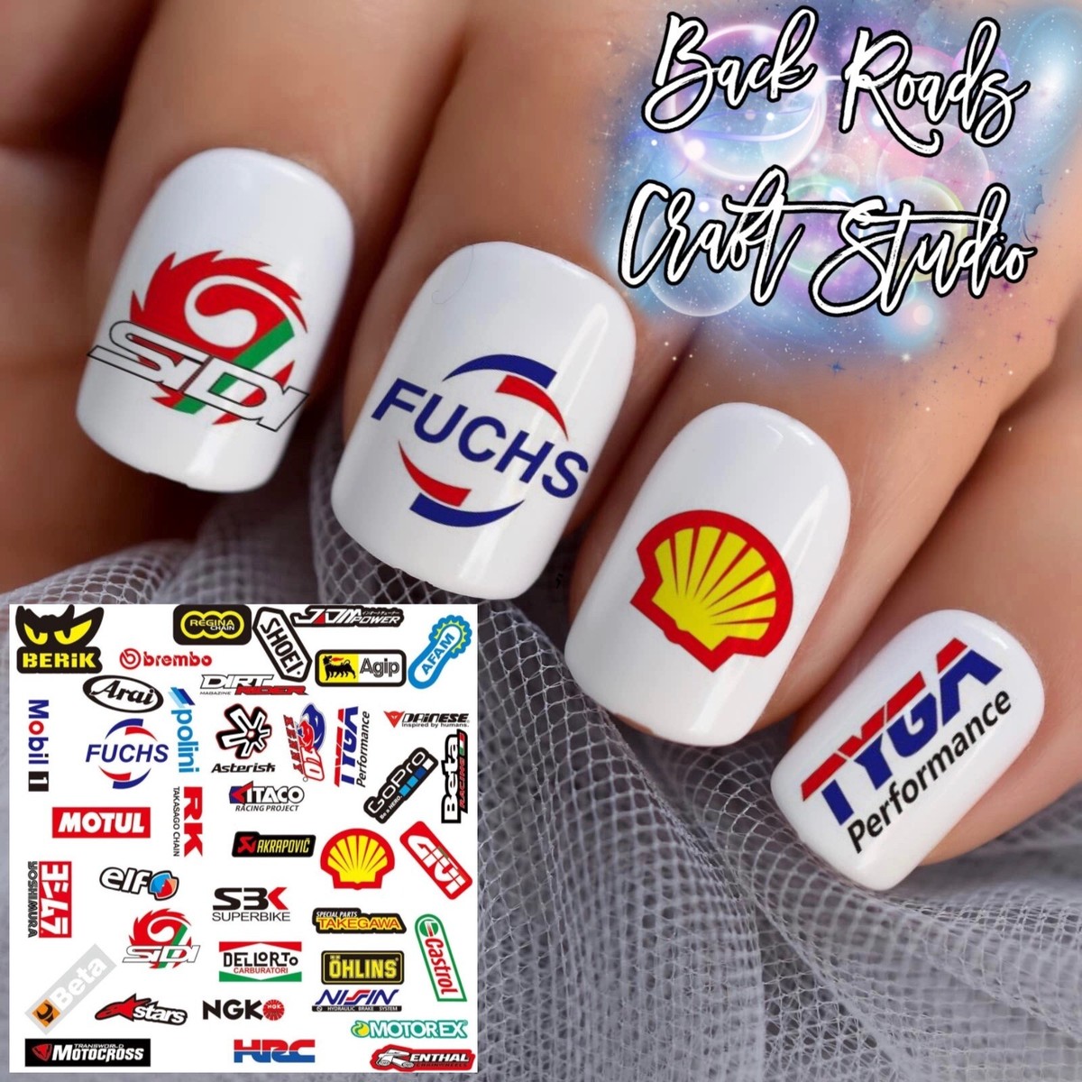 JDM Motorcross Logo Waterslide Nail Art Decals Set Of 50