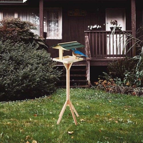 Wooden Bird Table Garden Feeder Feeding Station Bird House Traditional Standing - Picture 2 of 34