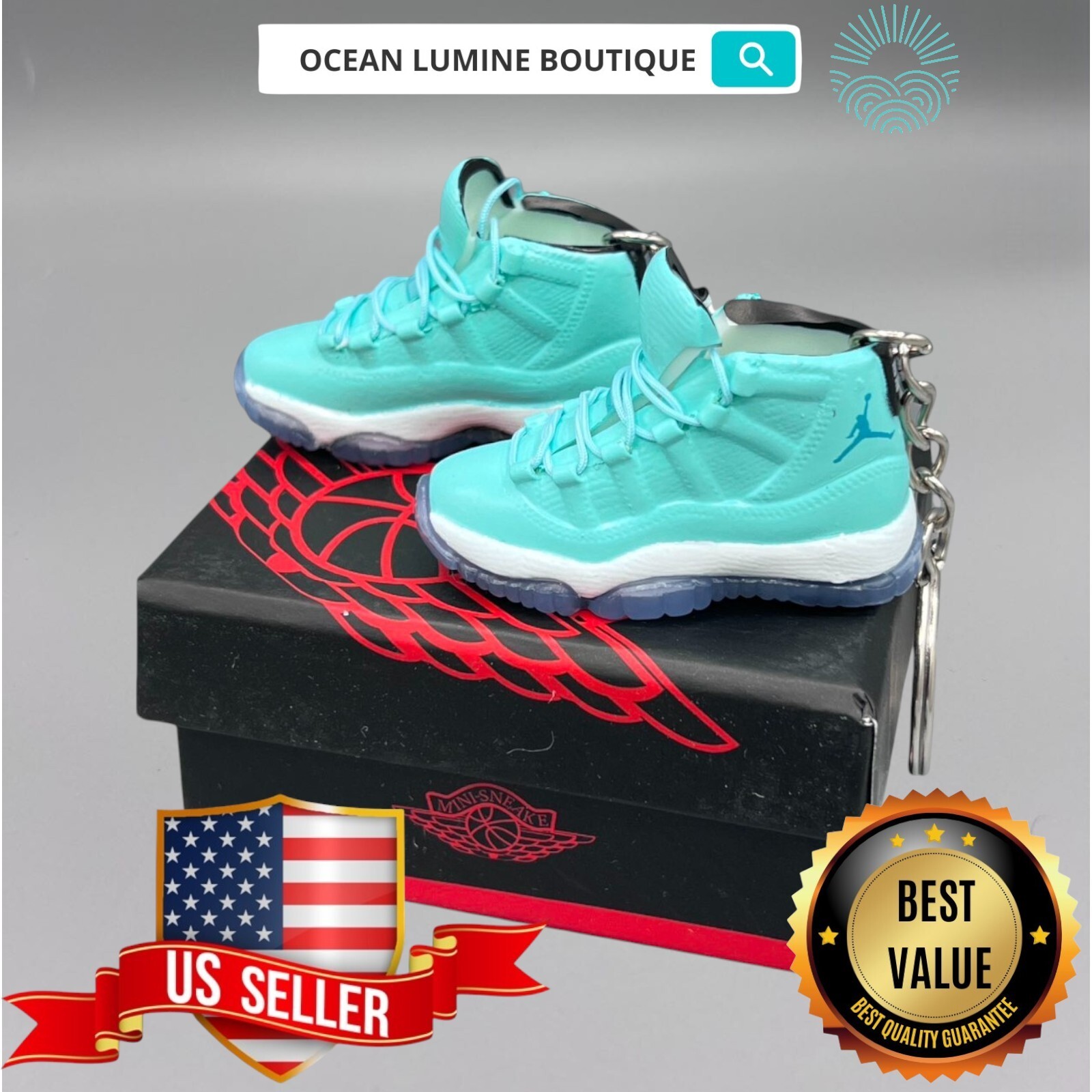 Air Jordan 3D Mini Sneaker Keychain, Shoe Keyring Shoe Box, Display Box Option