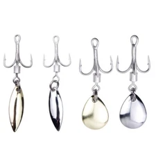 20x Silver Gold High Carbon Steel Treble Fish Hook with Spoon Spinner Bait 2-10#