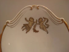 Gold Putti Cherubs WHITE PORCELAIN Shell Shaped DESSERT PLATE