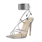 Women's Sexy Lace Up Stilettos Squared Open Toe Cross Ankle Strap Sandals US7 — photo 2