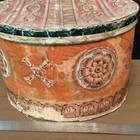 Rare Signed  Early19th C. Handmade Antique Amer. Wallpaper Bonnet/Hatbox Large — photo 9