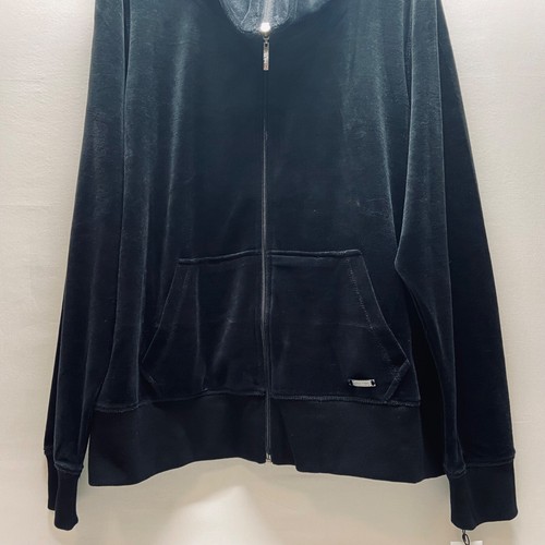 Calvin Klein Women's Full Zip 3X Black Velour Track Jacket Scuba Neck $68 MSRP - Picture 3 of 15