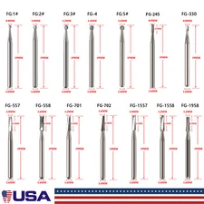 10-100*USA Dental Tungsten Carbide Steel Burs Drills for High Speed Handpiece de
