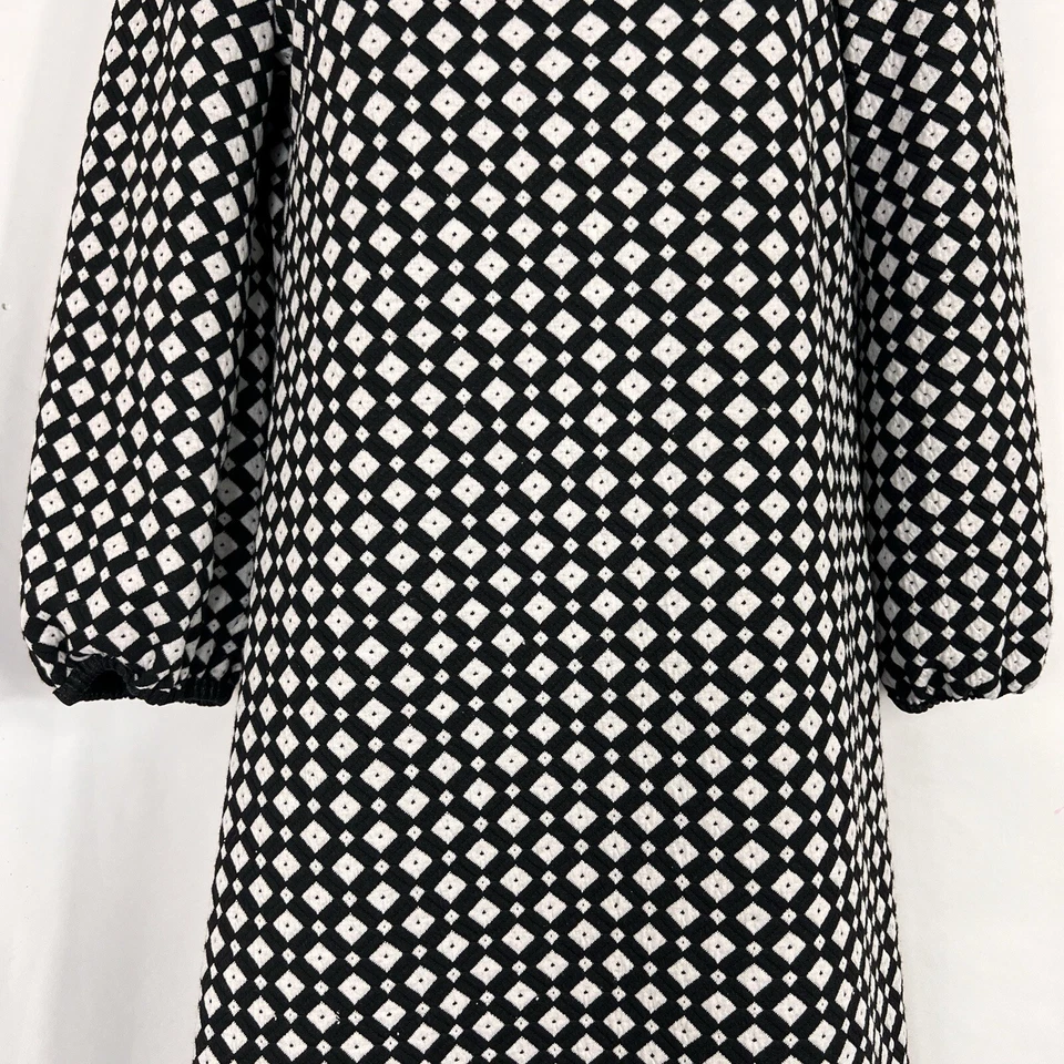 Max Studio Shift 连衣裙女式 XS 长袖过膝几何黑色白色 — 第 3/4 张图片