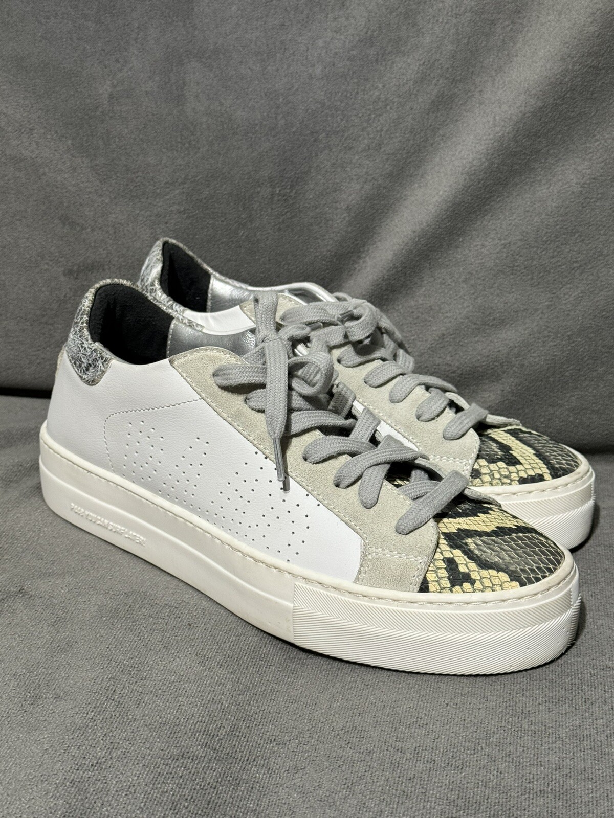 P448 White & Python Leather Sneaker Size 37 Excel… - image 2