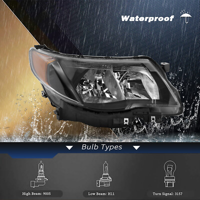 For 2009-2013 Subaru Forester Halogen Black Housing Amber For 2009-2013 Subaru Forester Halogen Black Housing Amber