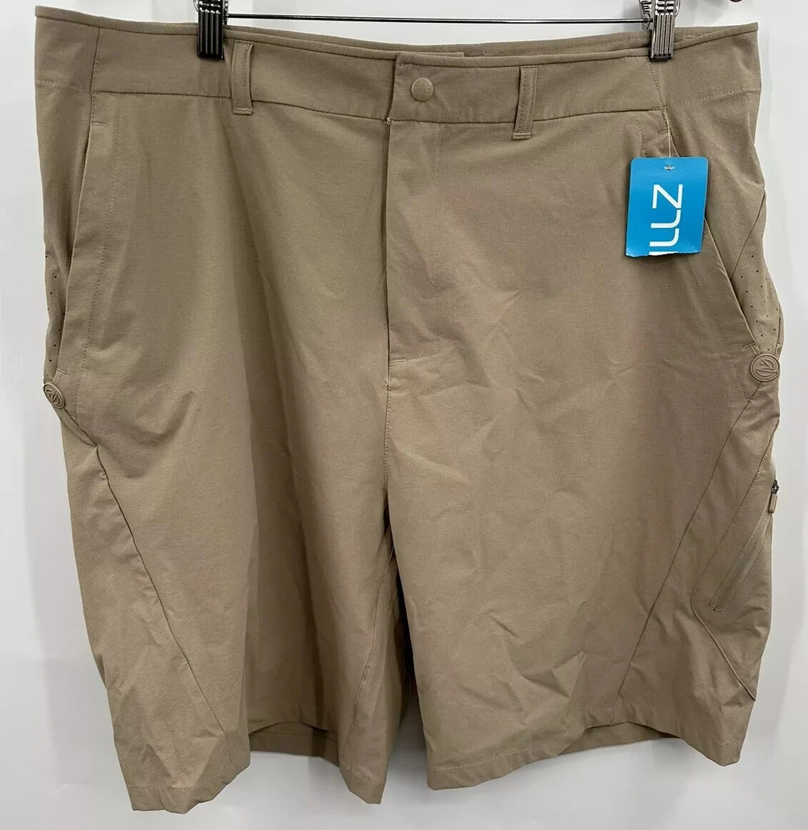 Gillz Mens Extreme Bonded Shorts Beige Fishing Nylon Blend Stretch Shorts XL