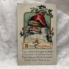Vintage 1913 Santa Postcard Embossed Santa Claus Made in USA