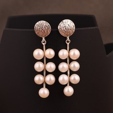 Beautiful 925 Sterling Silver Mother Of Pearl Gemstone Women Earring Push Back