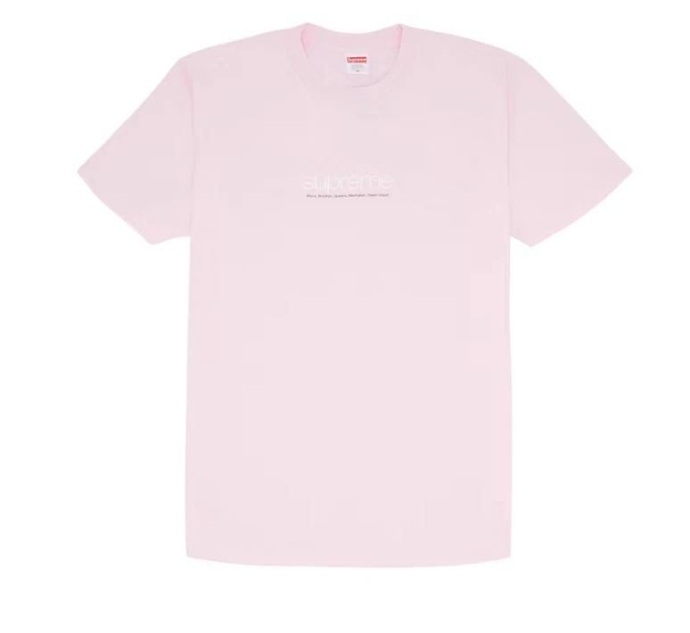 SUPREME New York Five Boroughs Tee shirt ROSE clair homme petit S/S 2021 lire