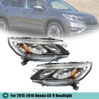 Headlights For Honda Crv Cr-V 2015-2016 Headlamp Halogen Black Clear Lh+Rh Side (For: Honda Cr-V)