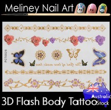 3D Flash Tattoo PCT0026 Gold Metallic Body Art Fashion Jewellery Butterfly