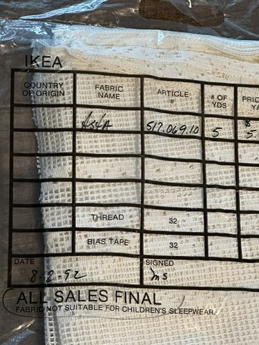 Favoloso 5 YD VINTAGE 1992 IKEA lino occhiello materiale pizzo mai aperto NUOVO - Foto 2 di 6