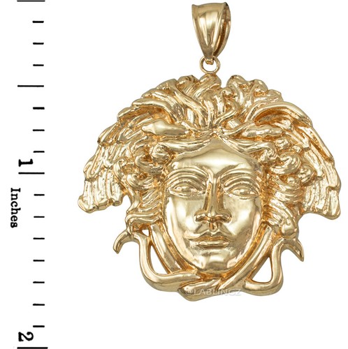 Yellow Gold Medusa Unisex Pendant (3 sizes: S/M/L, 10k/14k) - Picture 17 of 20