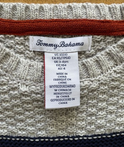 NWT Boy's Size XS (4) Cotton Blend Tommy Bahama Color Block Sweater - Picture 2 of 3
