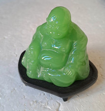 piccola statua budda in giada verde base in legno buddha arredo casa alto 6 cm 