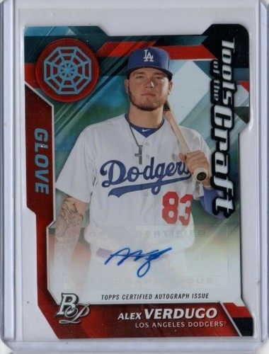 2017 Bowman Platinum ALEX VERDUGO Tools of the Craft Glove AUTO RED /35 Dodgers