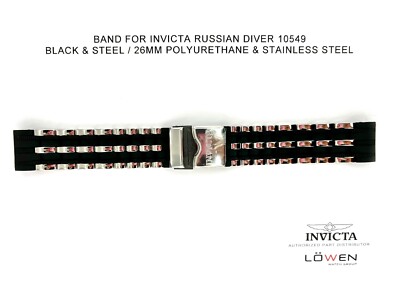 Authentic Invicta Russian Diver 10549 Black & Stainless Steel 26mm Watch Band