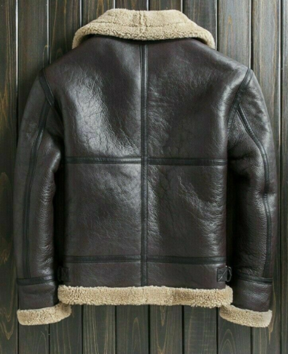 Brandslock Herren Aviator B3 Bomberjacke - Echt Leder Mit Schaffellfutter Für Winter