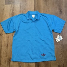 Vintage Adidas Shirt Trefoil 80s Tennis Polo Deadstock Blue NOS Rare Mens Medium