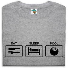 Eat Sleep Pool T Shirt Mens Womens Kids Pool Player 8 Ball Cue Table Pot 