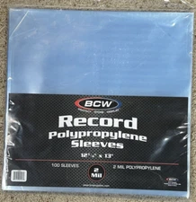 100 BCW Record Vinyl Album Clear Plastic Outer Sleeves Bags Covers 33 RPM LP NEW