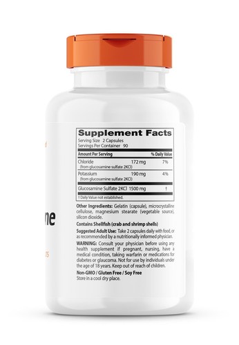 Doctor's Best Glucosamine Sulfate 750 mg 180 Capsules, Joint & Cartilage Support - Picture 2 of 4