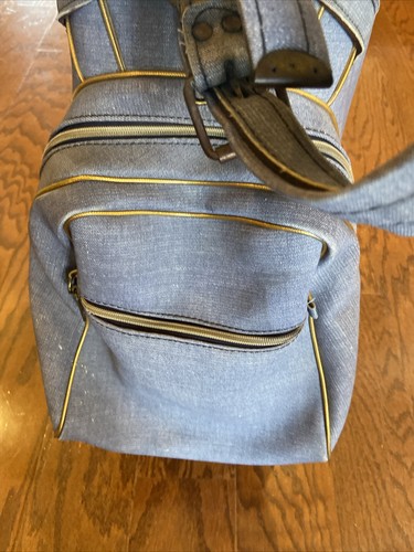Vintage Acushnet Canvas Golf Bag ⛳ Blue/Gray 3-Way Divider 4-Zip Pockets - Picture 6 of 8