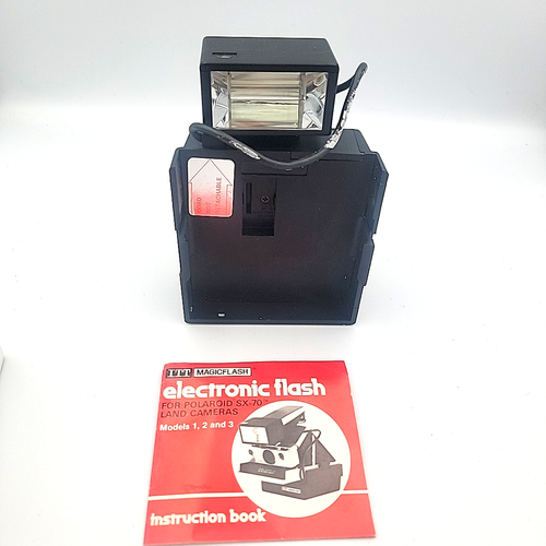 Cámara terrestre Polaroid SX-70 vintage MARRÓN, estuche, flash electrónico, kit de accesorios+ - Imagen 19 de 23