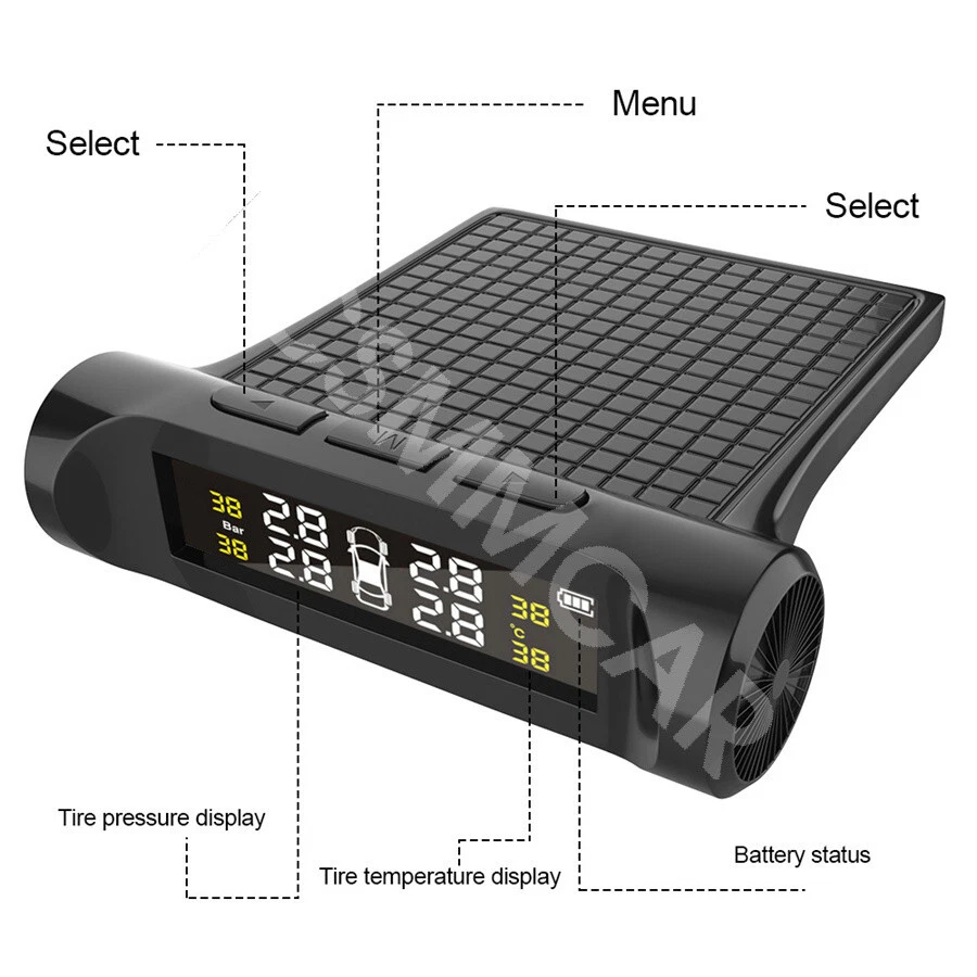 Monitor de presión de neumáticos de coche TPMS alarma pantalla digital LCD con 4 sensores externos Foto 4 de 4
