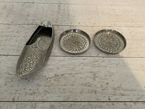 ZY India Ashtray & Plates Silverplate Brass