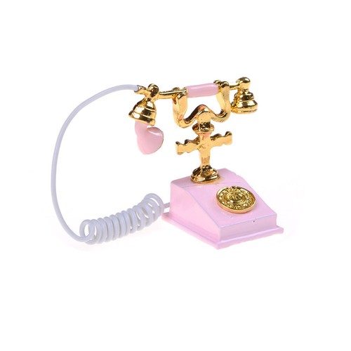 1/12 Doll House Furniture Miniature Retro Phone Vintage Telephone For Gift j _yi - Picture 7 of 11
