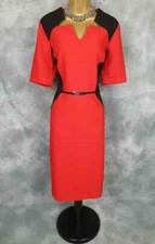 MAGISCULPT Red & Black Pencil Dress Size 14 UK Occasion Classy Elegant Evening