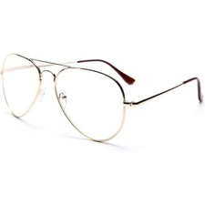Aviator Glasses Gold Frame Clear Lens Fashion Eyeglasses Round Pilot Style