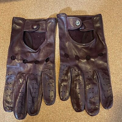 Sermoneta, Gloves Full Finger Burgundy Kid Leather Driving Gloves Unlined 